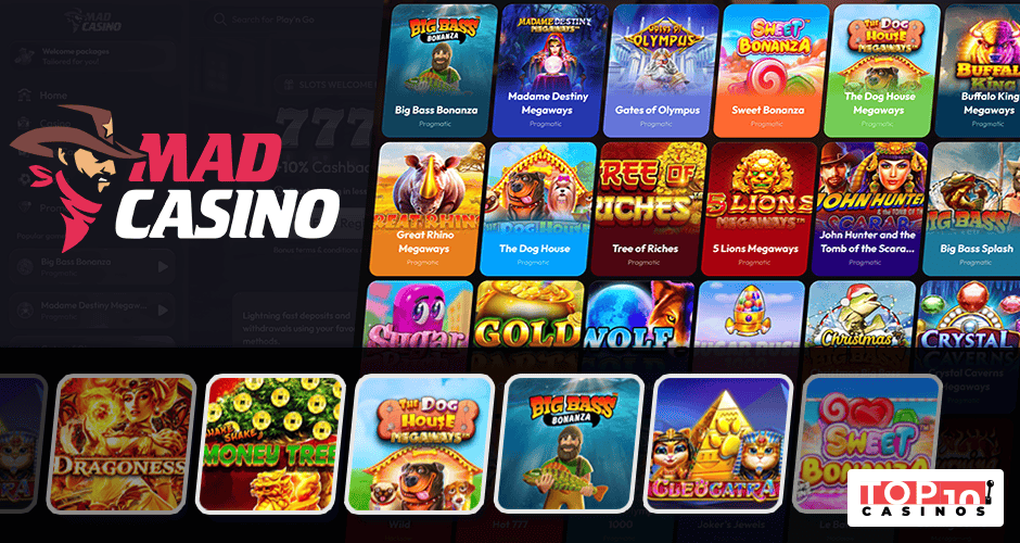 Jeux et fournisseurs sur Mad Casino