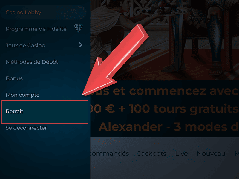 Rendez-vous dans la section « Retrait