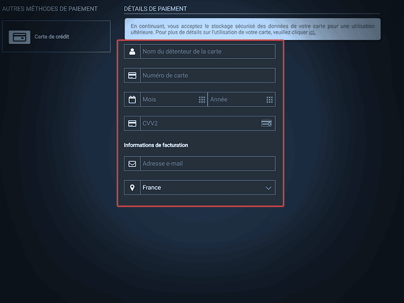 Donnez les détails du paiement