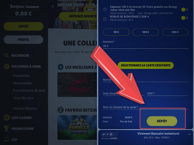 Validez le dépôt