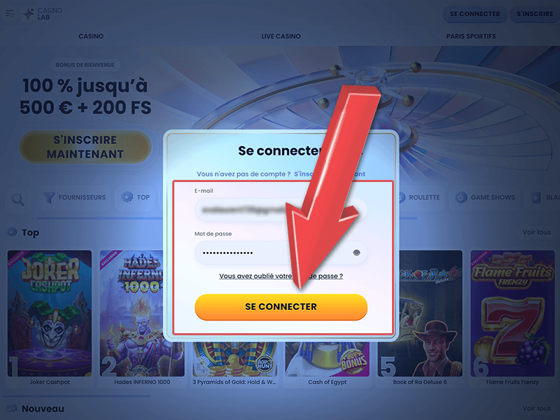 Entrez vos informations de connexion
