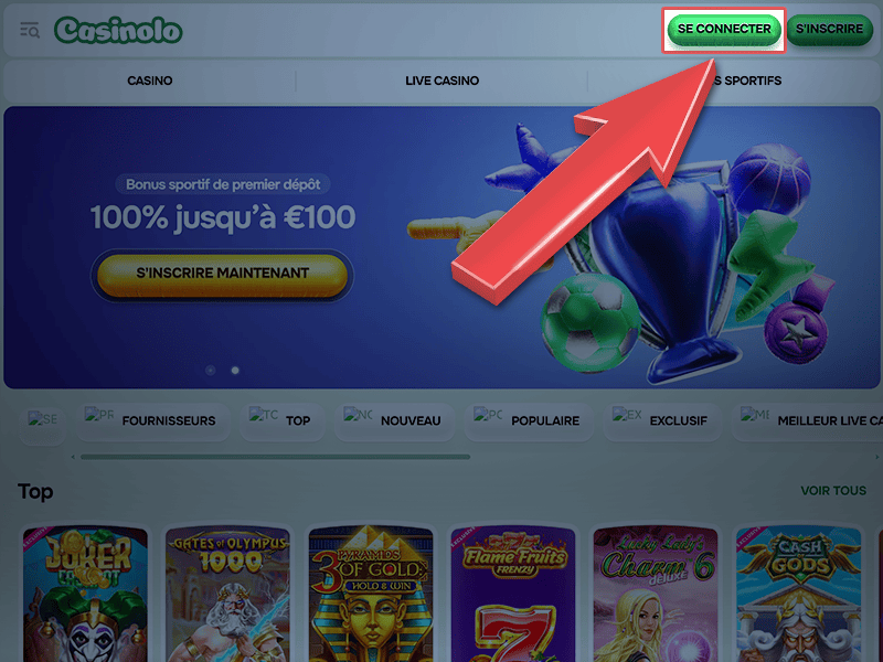 Appuyez sur « Se Connecter »