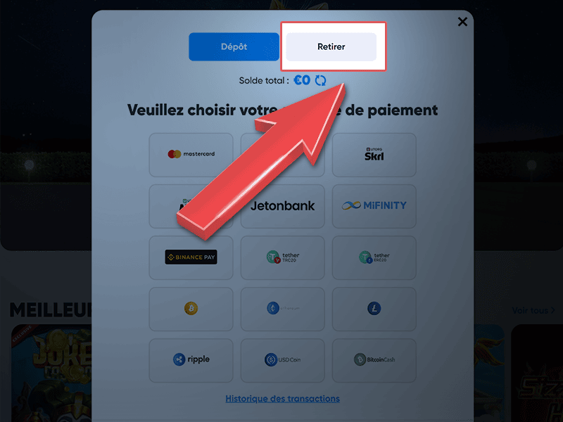 Rendez-vous dans la rubrique « Retirer »
