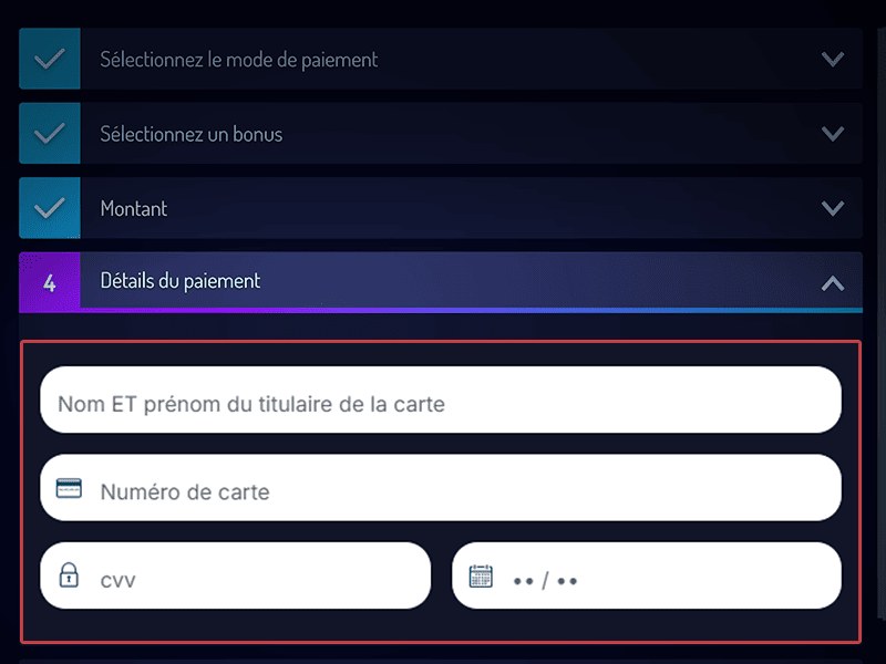 >Renseignez les informations