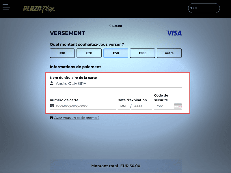 Donnez les détails du paiement