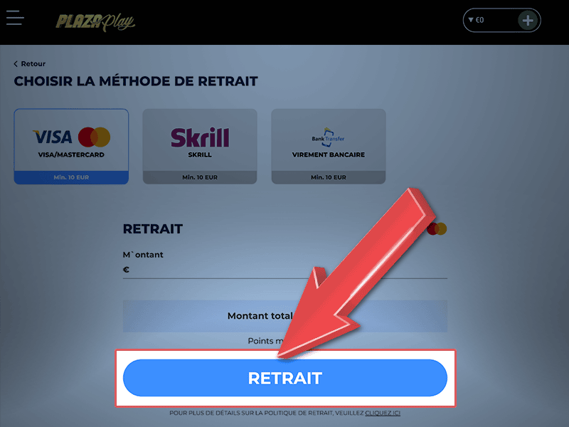 Validez le retrait