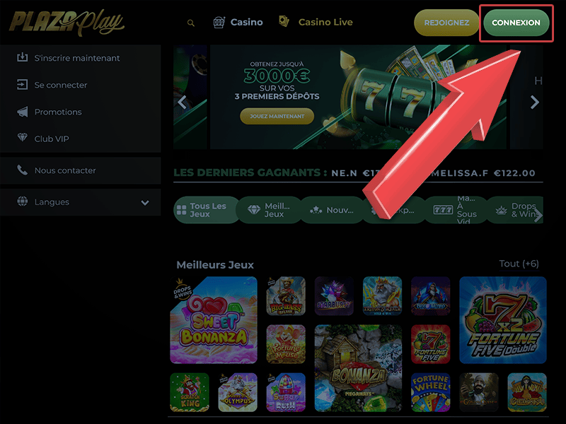 Cliquez sur « Connexion »