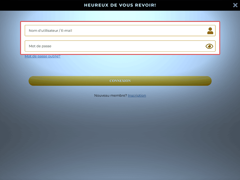Entrez vos identifiants