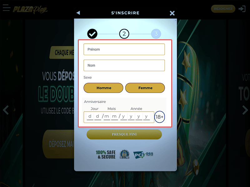 Fournissez vos informations personnelles