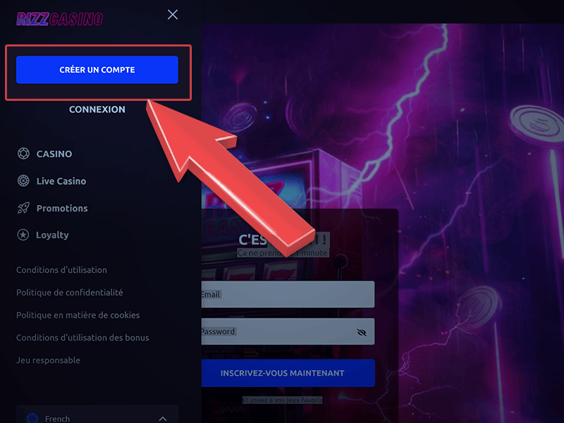 Cliquez sur « créer mon compte »
