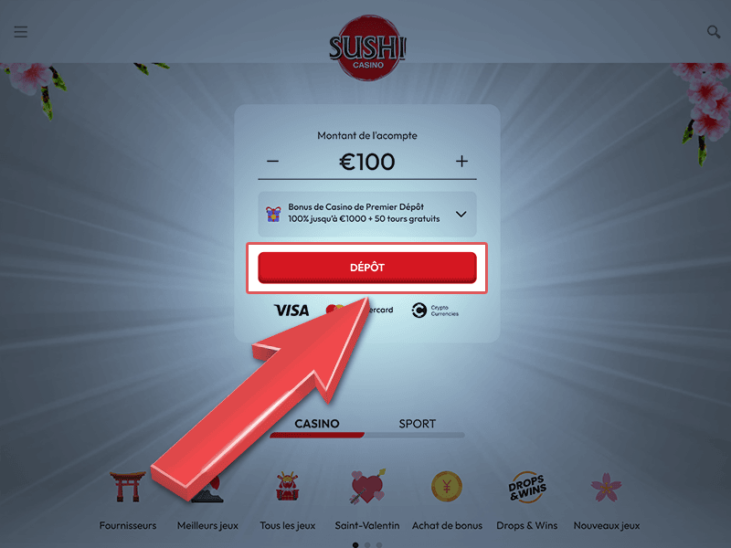 Cliquez sur « Paiements » ou « Déposer »