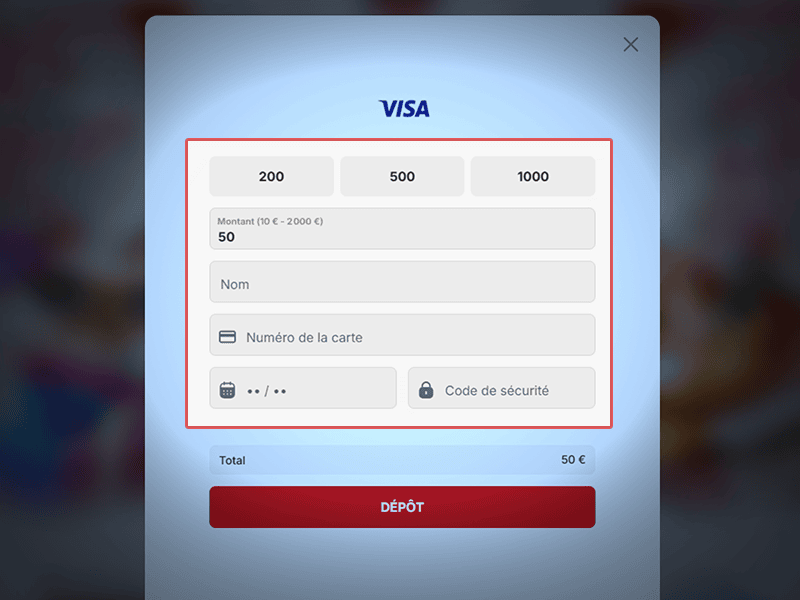 Renseignez les détails de paiement