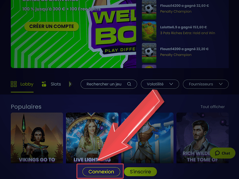 Cliquer sur 'Connexion'