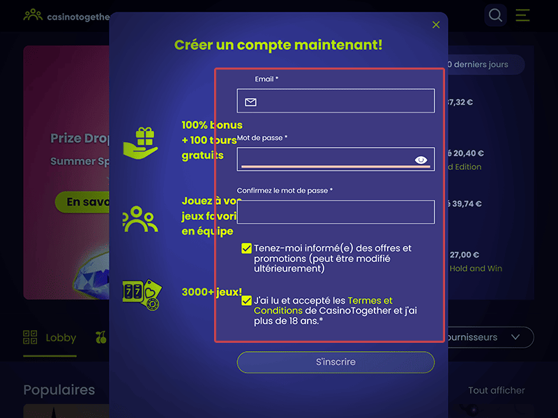 Mentionnez vos identifiants