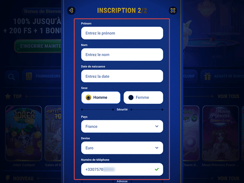 Complétez vos informations personnelles
