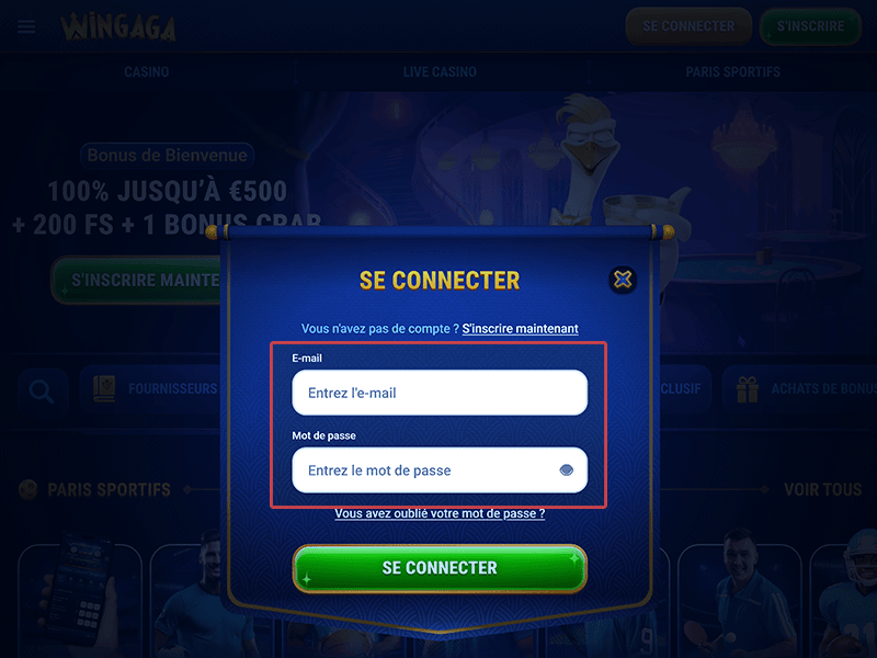 Entrez vos identifiants