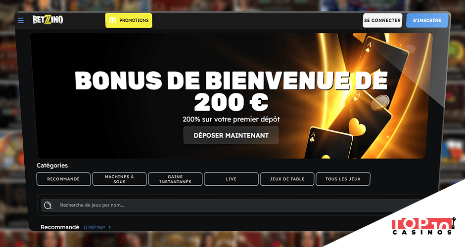 Betzino bous de 600 € + 100 free spins