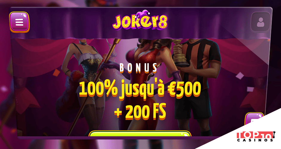 Joker8 Casino bonus de 500 € + 200 free spins