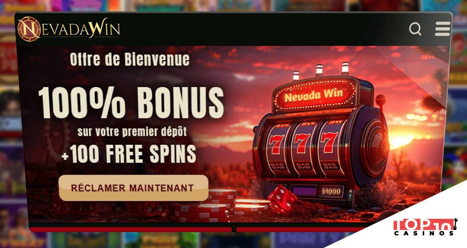 Nevadawin bonus de 2 000 € + 100 free spins