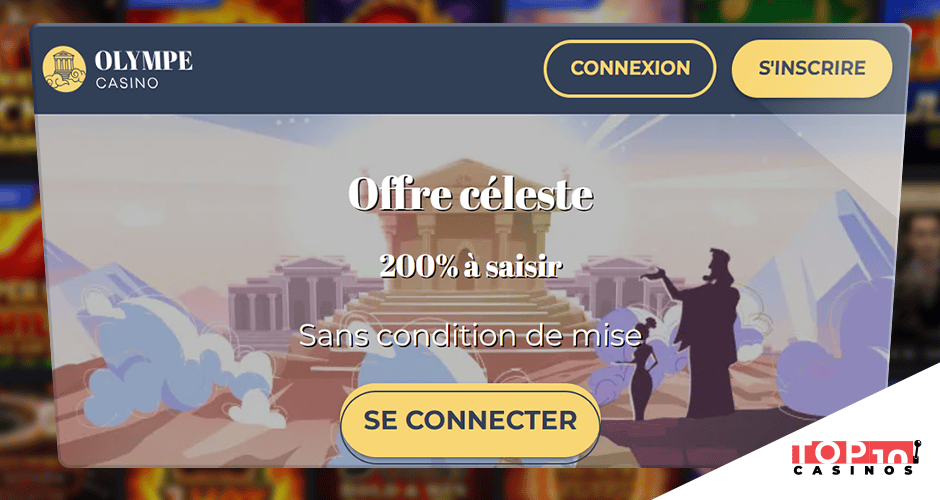 Olympe bonus de bienvenue de 200% sur 1er dépôt