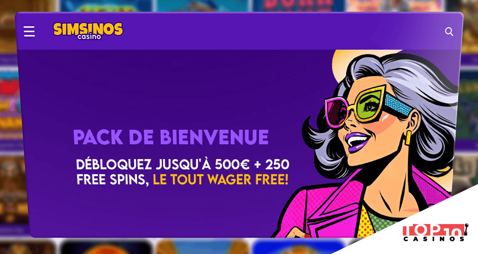 Simsinos bonus 500 € + 250 free spins