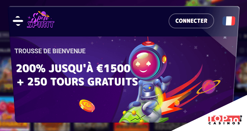 SpinSpirit Casino bonus de 1 500 € + 250 free spins offerts