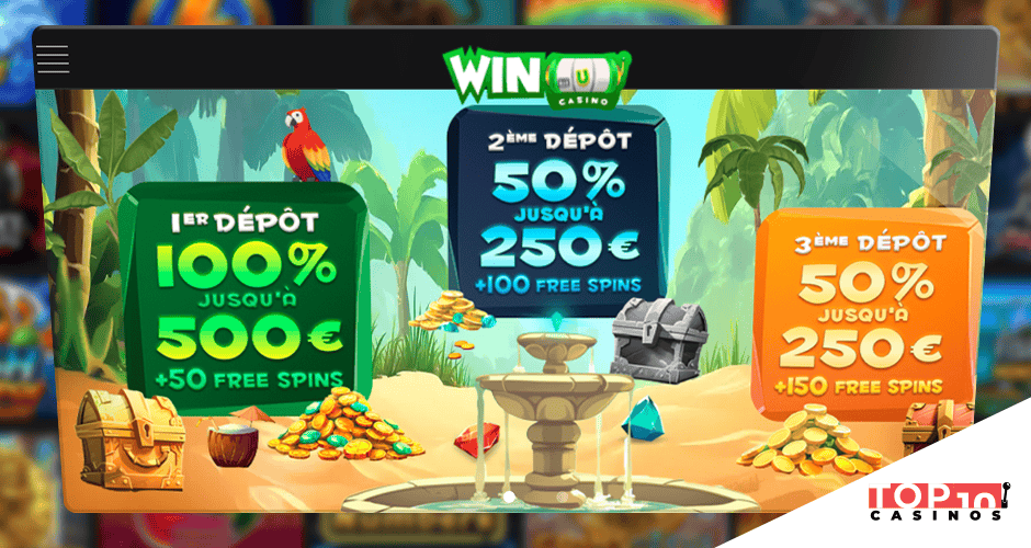 Winoui Offre de bienvenue de 1 000 € + 300 tours gratuits