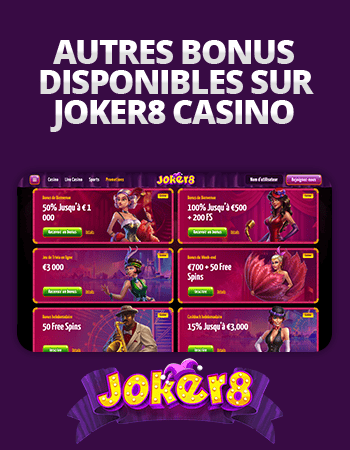 autres promotions disponibles sur joker8 casino
