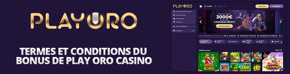 termes et conditions bonus playoro casino
