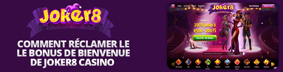réclamer un bonus sur joker8 casino