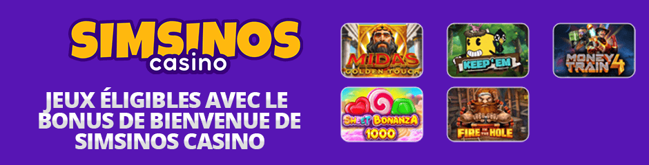 jeux éligibles avec l'offre de bienvenue