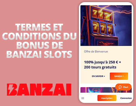 bonus disponibles sur banzai slots casino