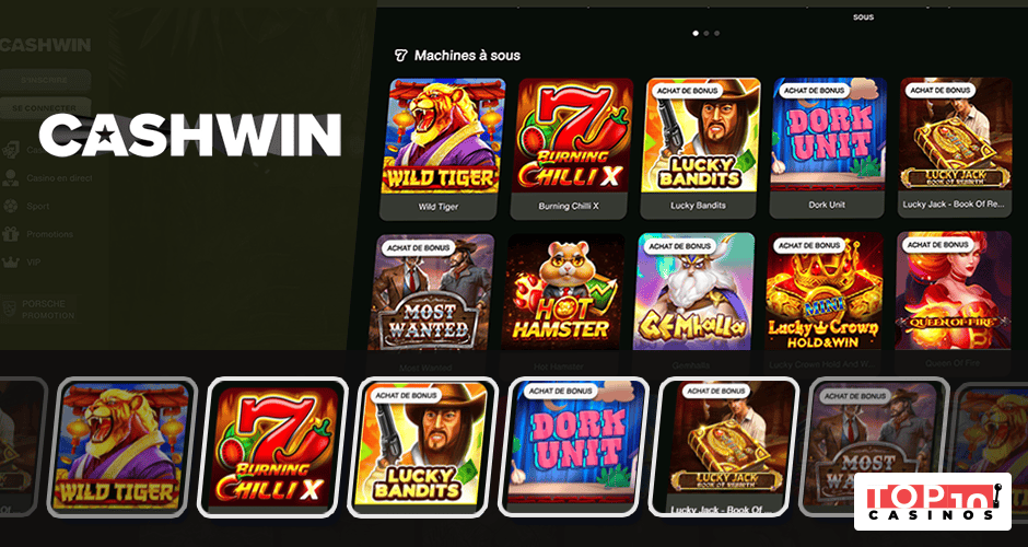 Jeux et fournisseurs Cashwin Casino