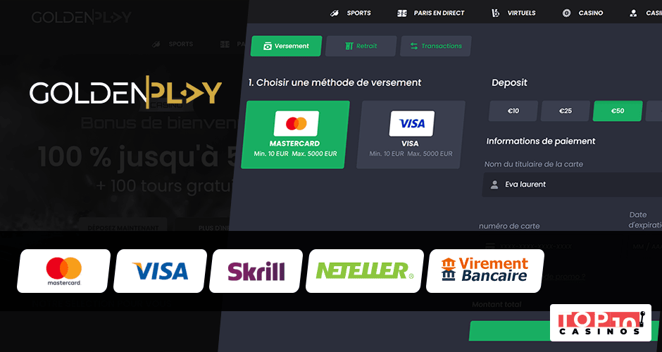 Méthodes bancaires sur Golden Play
