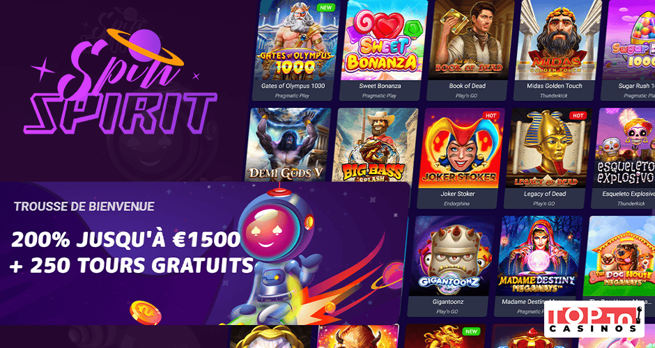 Bonus et promotions disponibles sur SpinSpirit Casino