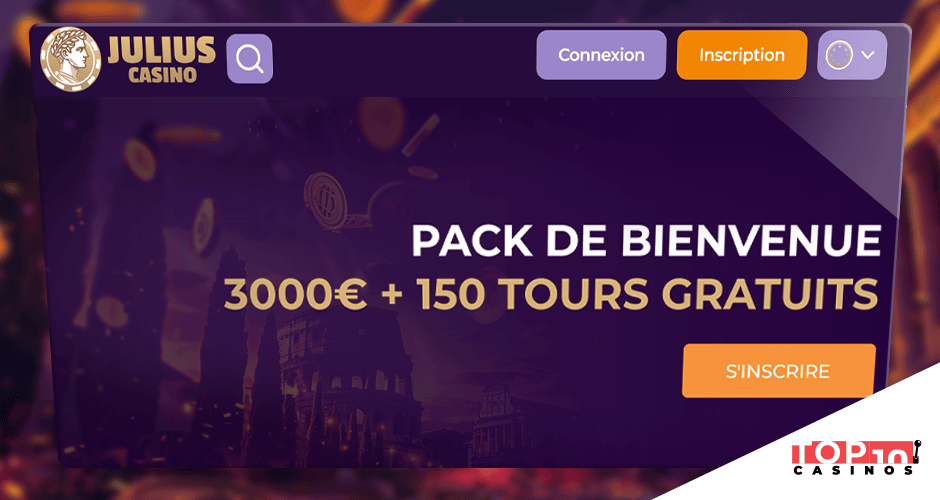 Julius Casino Bonus de 3 000 € + 150 tours gratuits