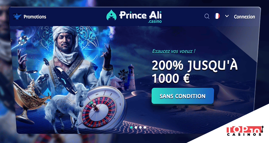 Prince Ali Casino bonus sans wager allant jusqu'à 1 000 €
