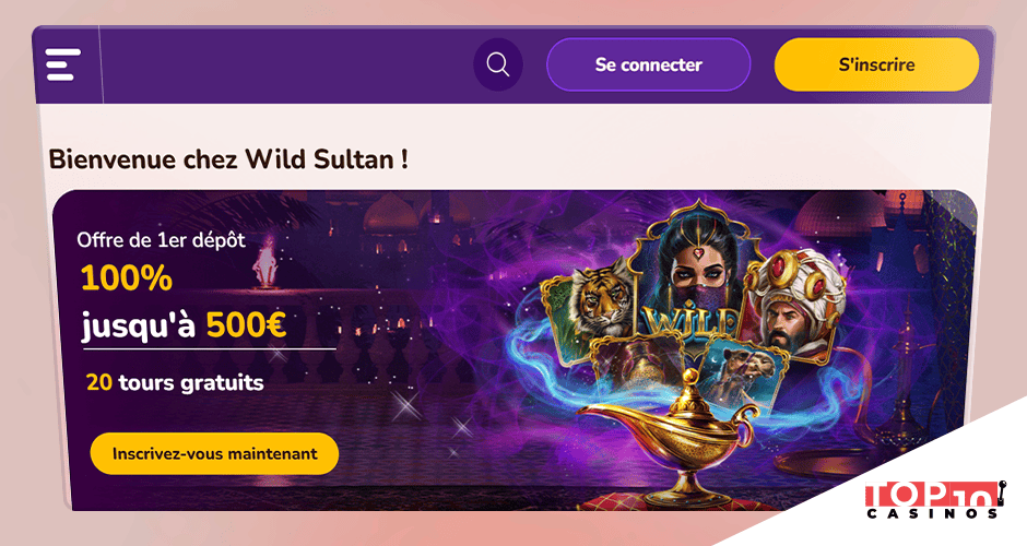Wild Sultan Casino bonus de 500 € + 20 free spins