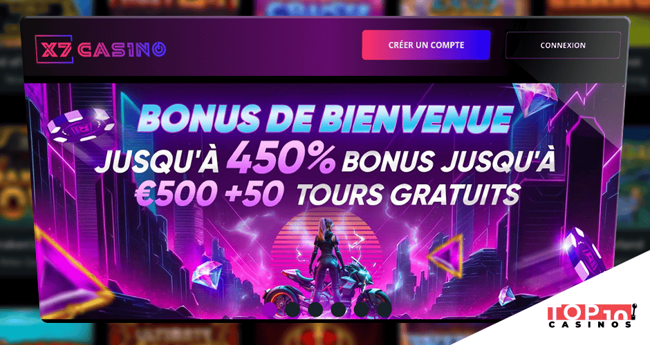 X7 Casino Bonus de 500 € + 50 tours gratuits