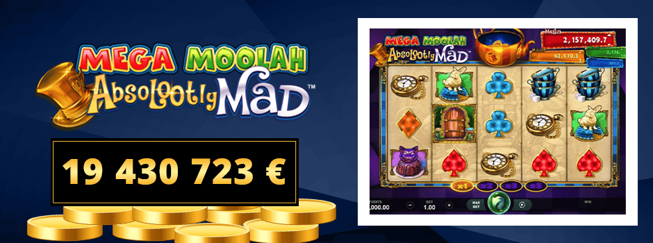 19 430 723,60€ gagnés en avril 2021 - Absolootly Mad : Mega Moolah