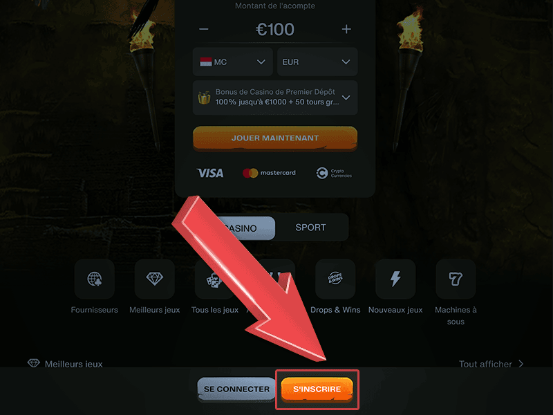 Cliquez sur « S'inscrire »