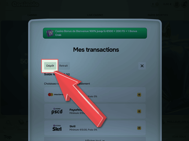 Accédez à la page « Dépôt »