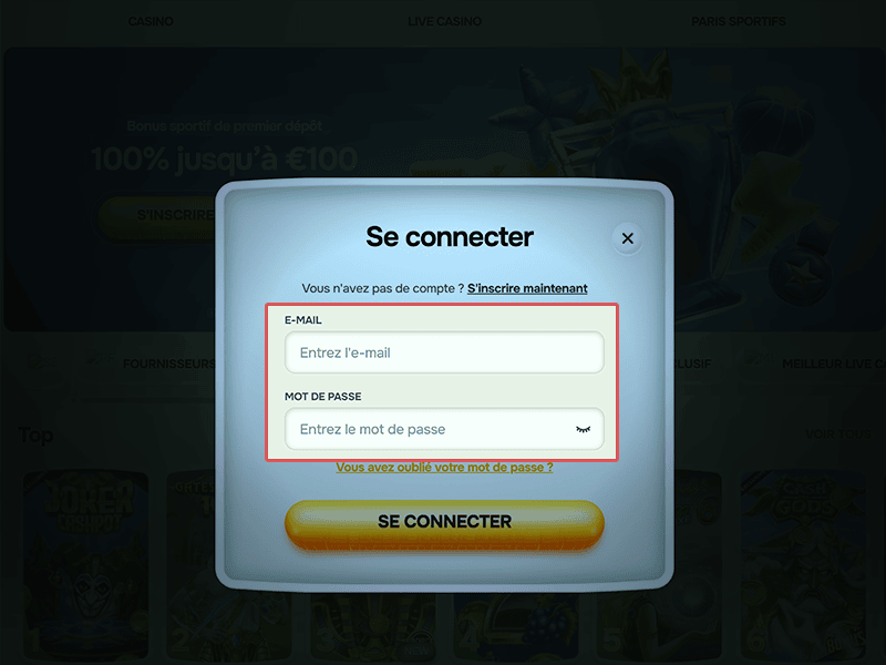 Entrez vos identifiants de connexion