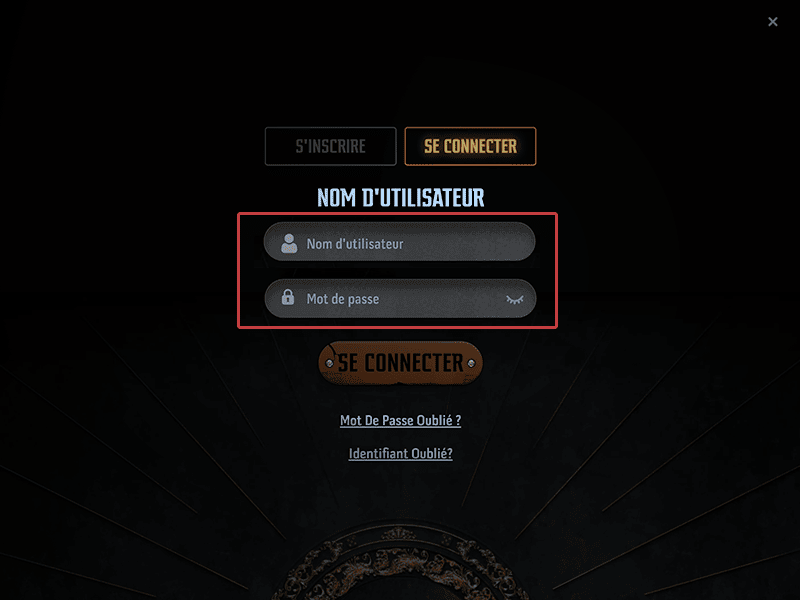 Entrez vos identifiants de connexion