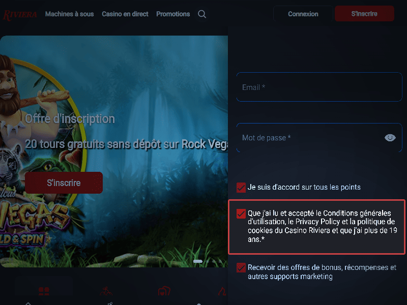Approuvez les termes et conditions