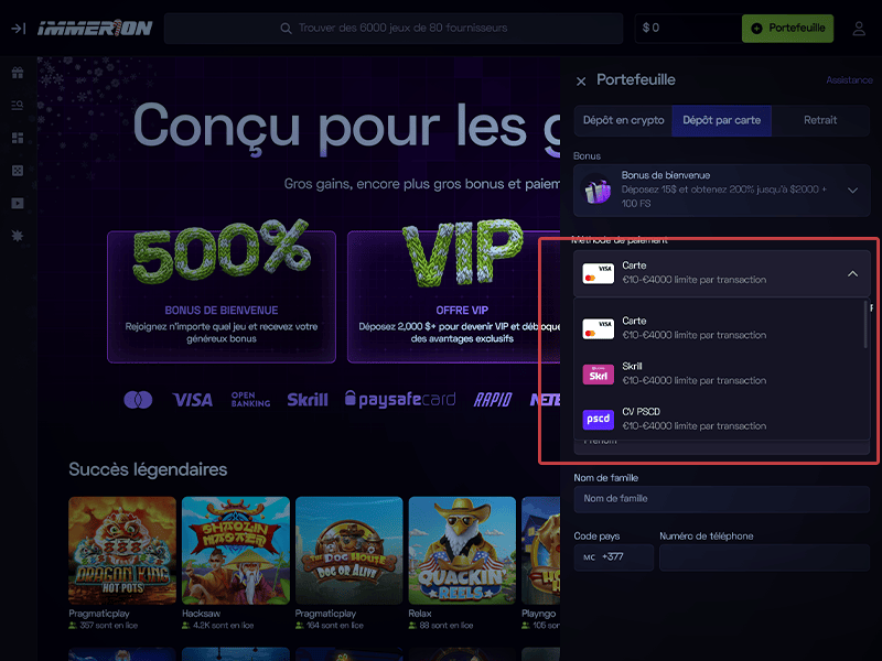 Sélectionnez un moyen de paiement