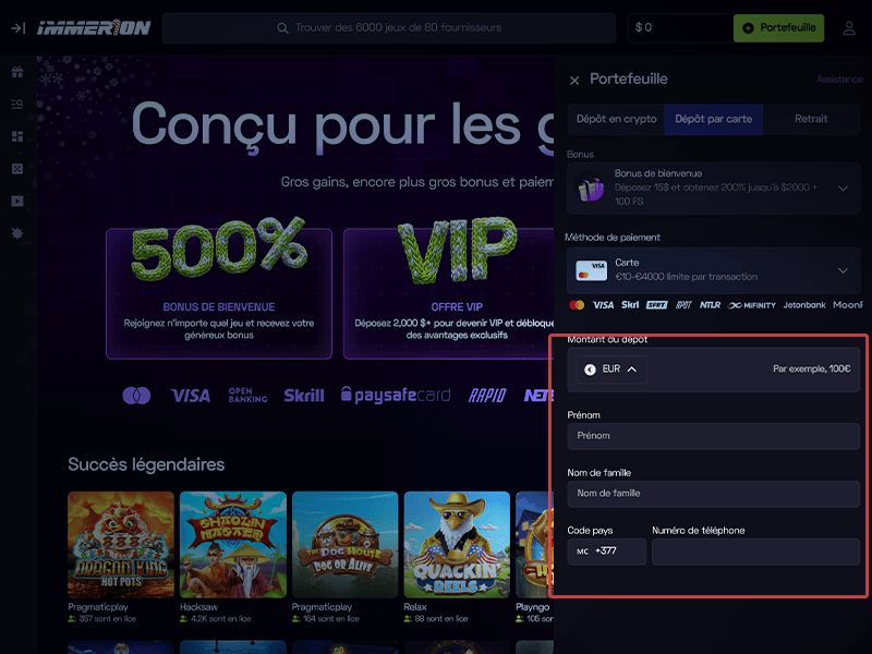 Entrez vos coordonnées