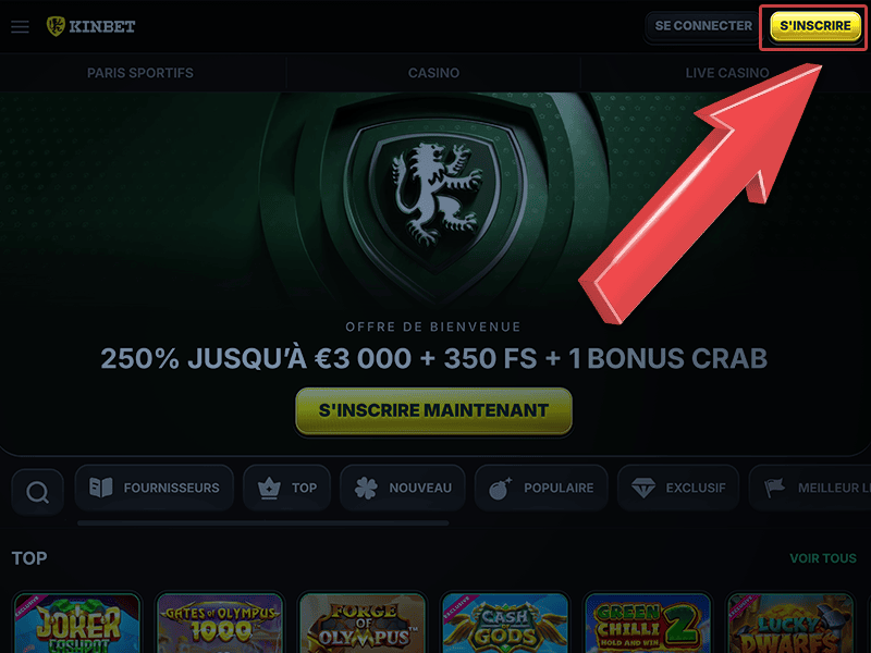 Appuyez sur « S'inscrire »