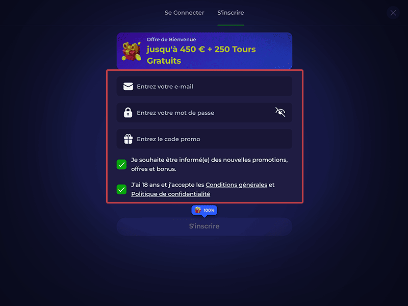 Renseignez les coordonnées du compte