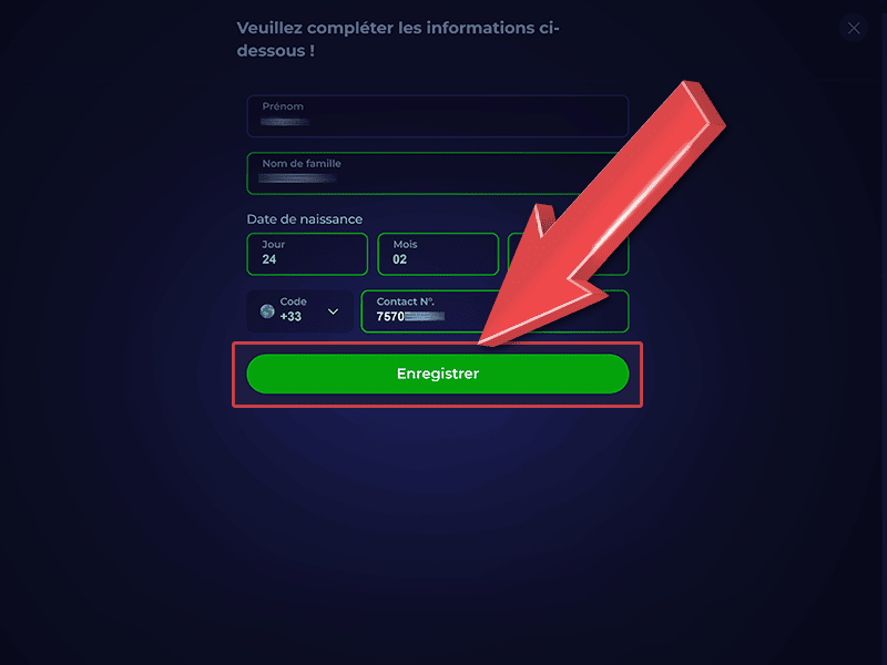 Validez la création du compte